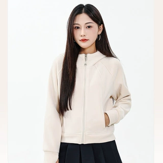 运动女款休闲卫衣短款高腰宽松奥利绒外套连帽舒适秋冬卫衣女款