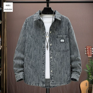 春秋季新款韩版洋气百搭男士休闲牛仔夹克时尚商务潮流翻领外套棉