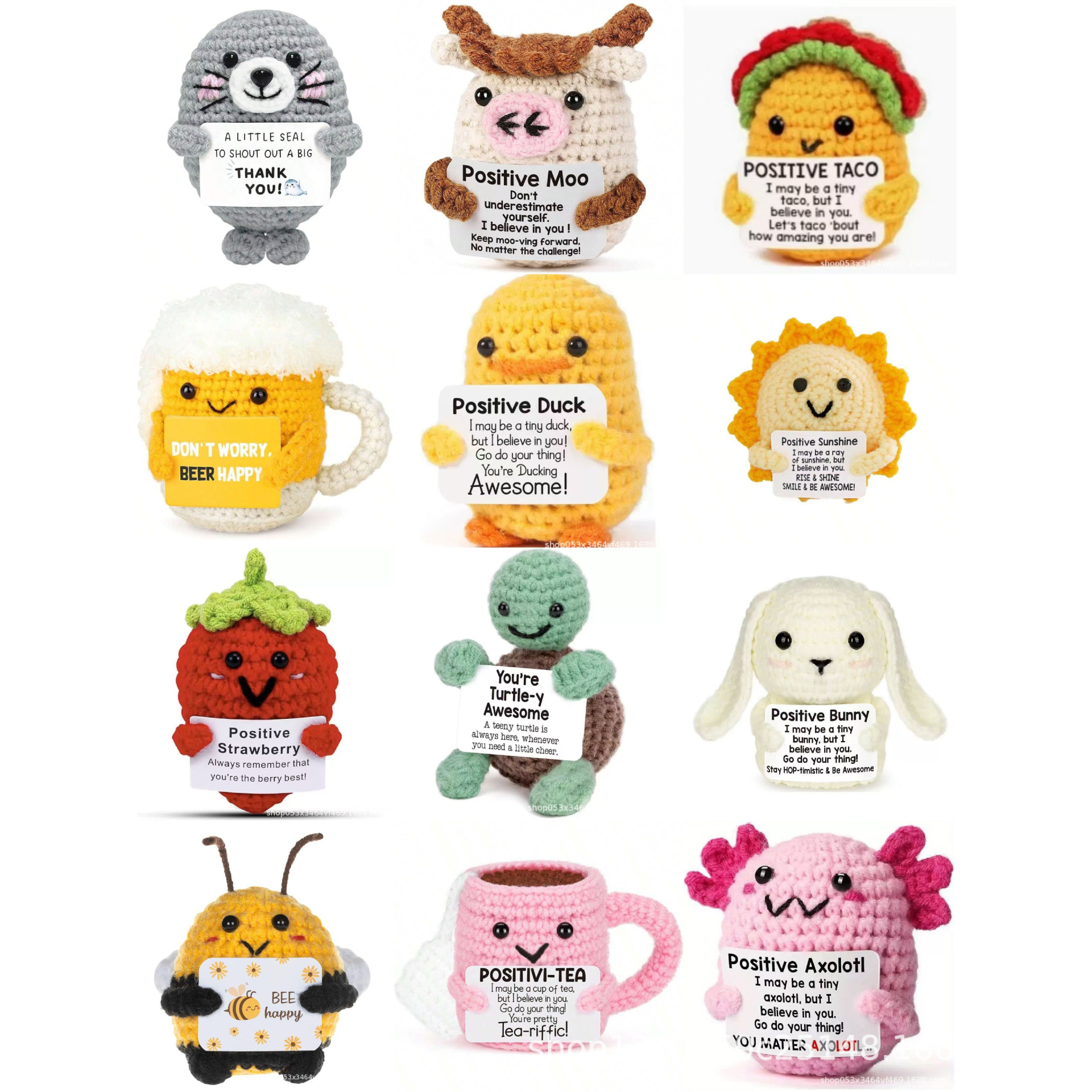 New cross-border wool crochet positive energy animal series handmade finished desktop ornaments and dolls