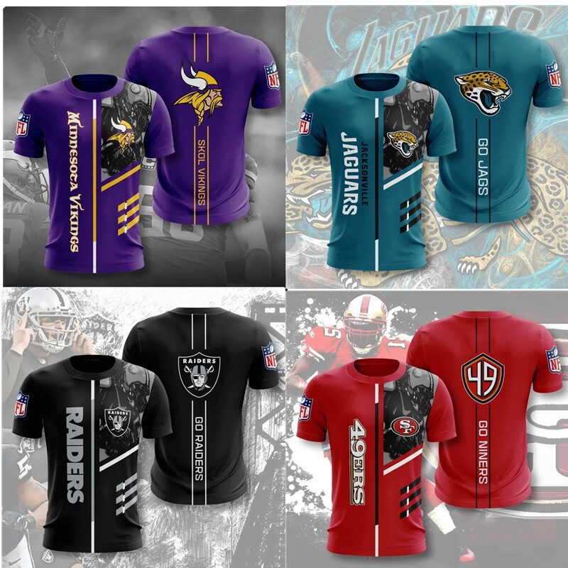 Cross Border American NFL Football 32 Team cosplay Team Uniform 3D Digital Print Short Sleeve T-Shirt Breathable Sweatshirt