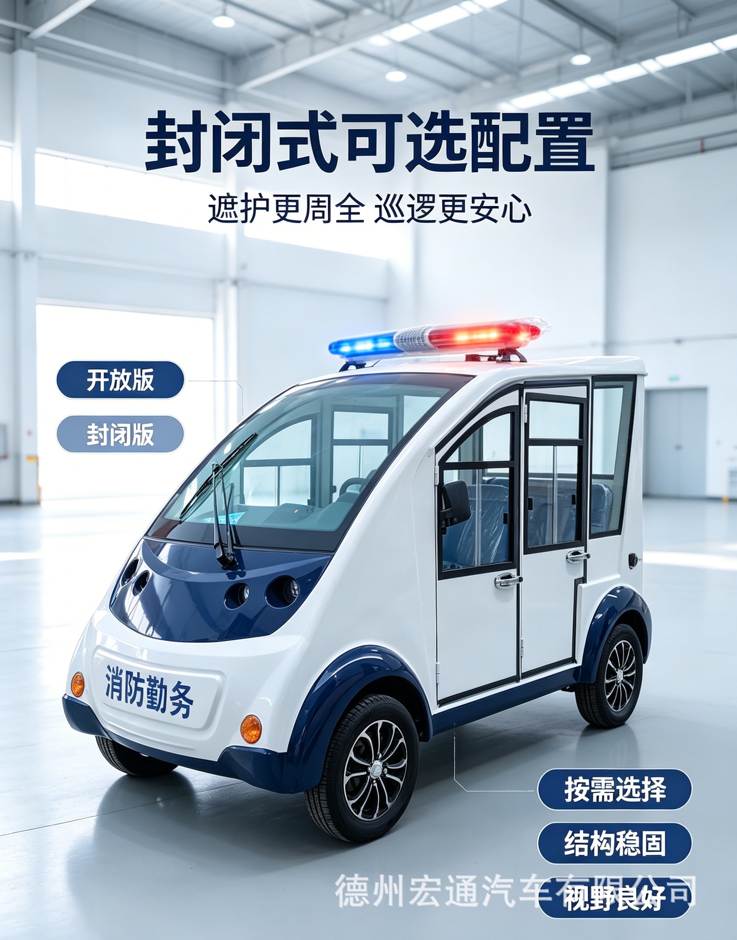 Electric Patrol Car, Sightseeing Vehicle, Security Patrol Vehicle for Tourist Areas, Residential Communities, Property Management, and Campus Security, 5-8 Seat Patrol Car