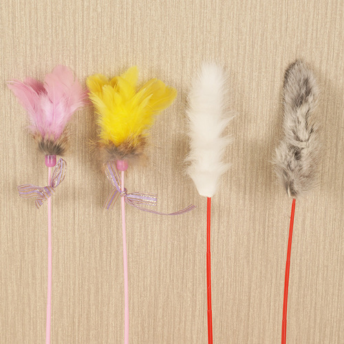 Amy Rabbit Feather Cat Funny Stick Cute Plush Cat Funny Stick Wholesale Bite-resistant Self-Happiness Cat Toy Pet Supplies