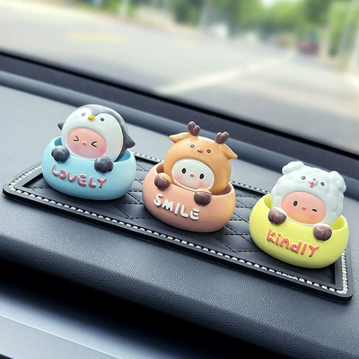Car Center Console, Car Decoration Car ornaments - blue-penguin-milk-coffee-deer-yellow-puppy-small-diamond-encrusted-cushion