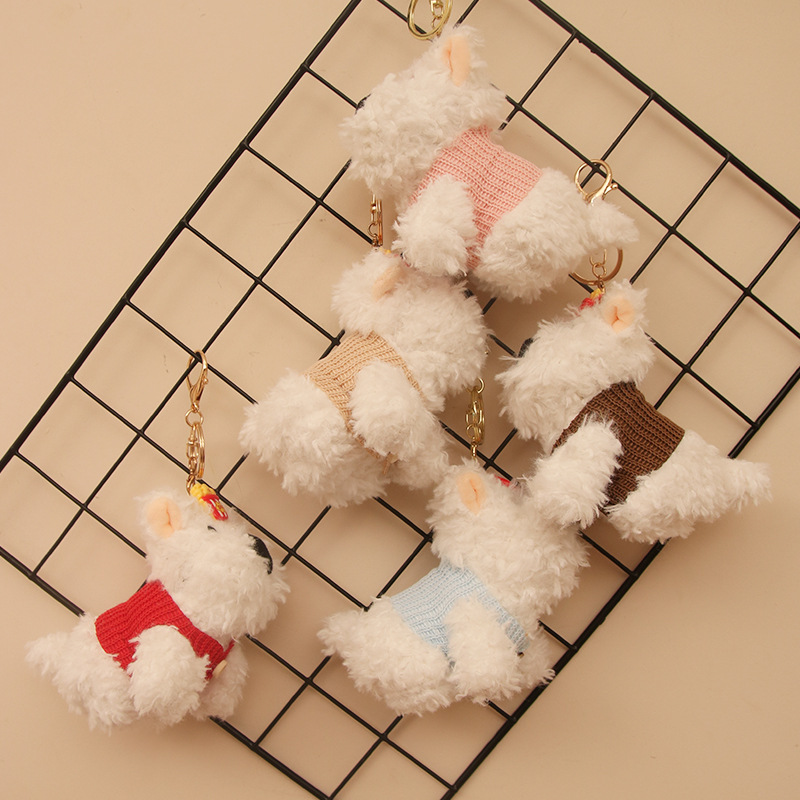 Red Red West Heights Perro de peluche Colgante de peluche Muñeca de dibujos animados Muñeca de cachorro garabateado Bolso colgante Llavero