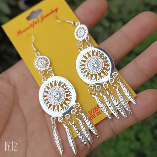 Wholesale imitation silver earrings pure handmade jewelry fashion tourist area hot-selling electroplated 925 sterling silver earrings earrings