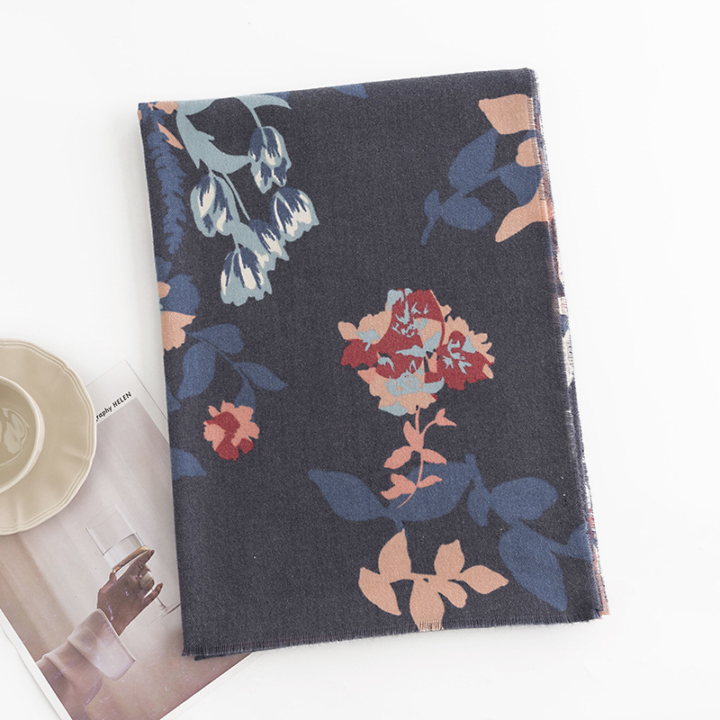 Sciarpa calda in cashmere artistico da donna invernale stampata 2024, scialle in stile etnico_voghion.com