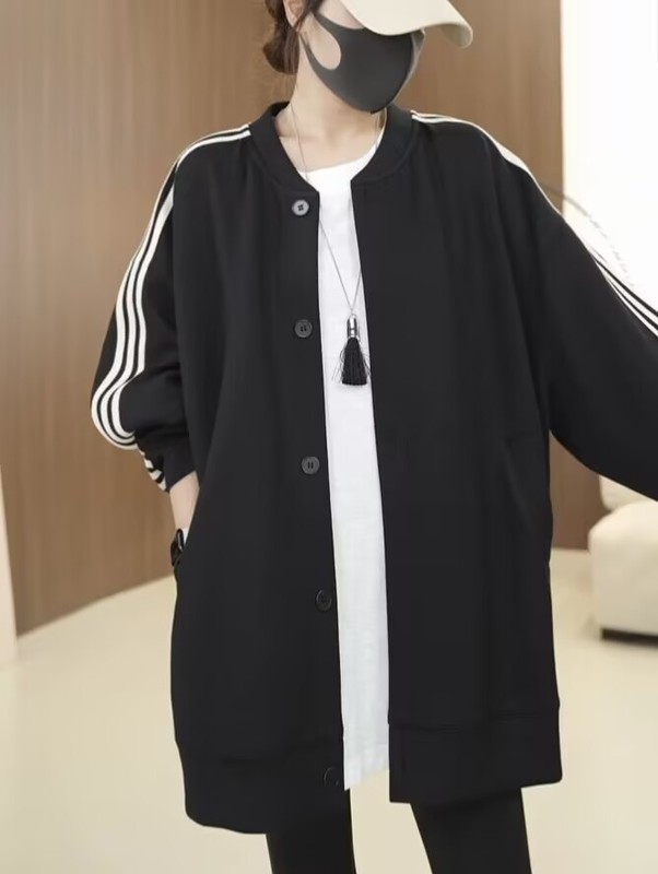 高级感三道杠欧货棒球服外套女2025秋季新款宽松休闲卫衣开衫上衣|undefined