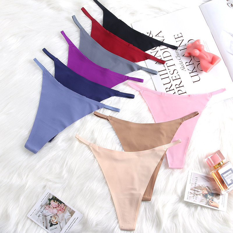 Ice Silk women's underwear seamless sexy thong low waist comfortable solid color breathable women's underwear 2023 new hot buy