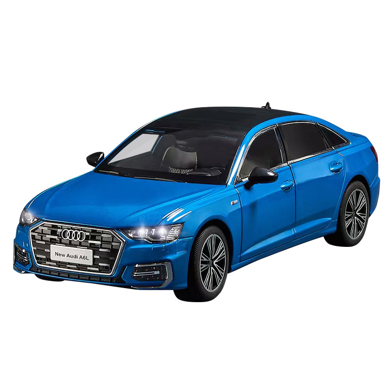 Genuino 1/18 Audi A6 modelo de aleación sonido y luz simulación coche mesa con adornos coche 4S tienda regalos exquisitos