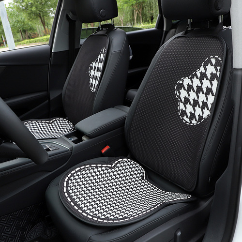 Houndstooth Bear Car Seat Cushion Summer Ice Silk Car Seat Comfortable Cool Cushion Cute Car Seat Cushion Supplies