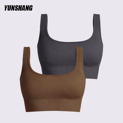 Yoga sports bra vest one-piece underwear with chest pads, European and American style, high-intensity shockproof running fitness back shaping