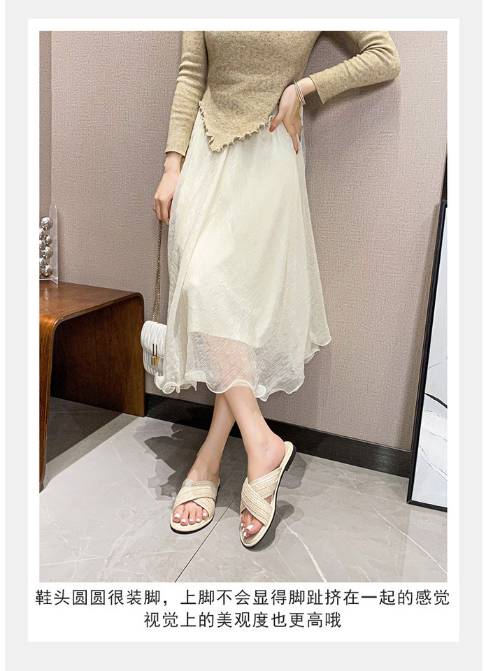 Dép sandal nữ quai chéo mũi tròn hở ngón đế dày phối màu, đế cao 3 cm — Màu Mơ (Dép lê), Màu Mơ (dép), Màu nâu (dép), Màu đen (dép) chi tiết 14