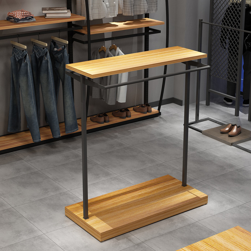 Isla de la ropa estante lateral de dos vías tienda de ropa para niños estante medio piso de las mujeres soporte de exhibición de los hombres ventas directas de fábrica