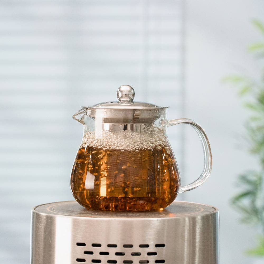 Tetera de vidrio con separación de té, resistente a altas temperaturas, se puede calentar, hogar, borosilicato, té transparente, filtro, juego de té, tetera