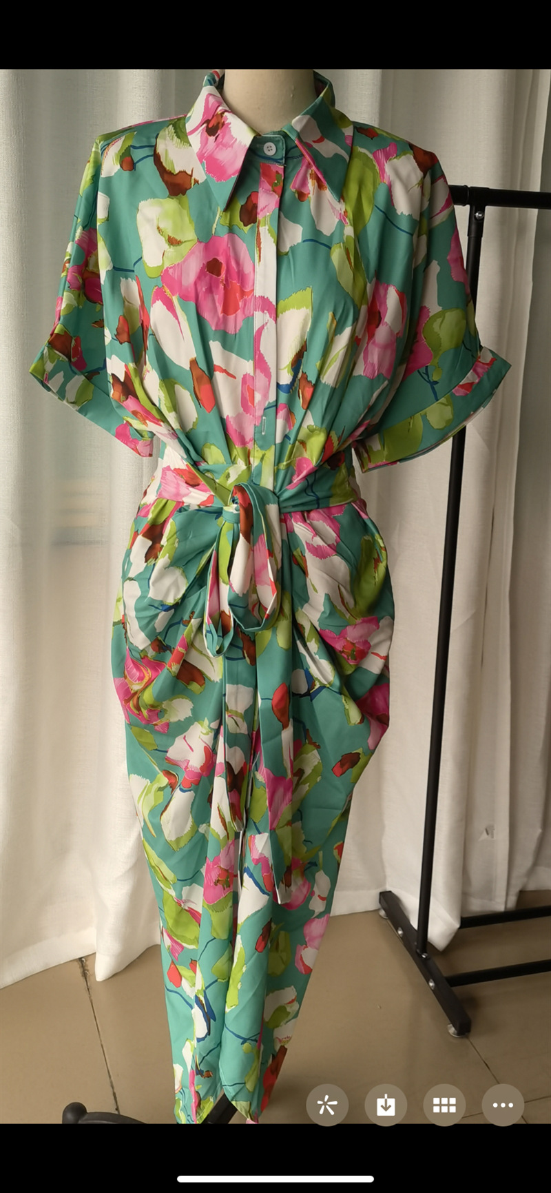 Summer, Spring, Autumn Season Wholesale Women's Elegant Printing Flower Daily Shirt Collar Short Sleeve Regular Dress