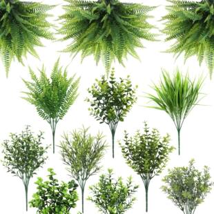 Simulation Green Plant Fern Persian Eucalyptus Eucalyptus Leaf Green Plastic Flower Flower Plasma Decoration Building Eugar Green Plant