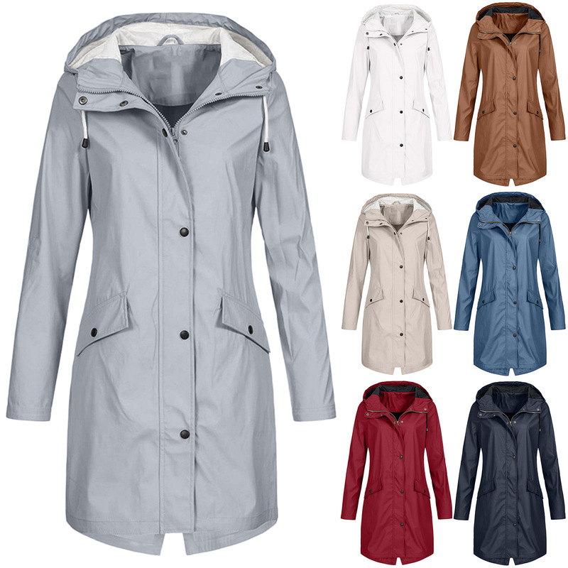 Fast sale tong popular autumn and winter New jacket outdoor mountaineering jacket mid-length women's trench coat 7 colors 6 yards