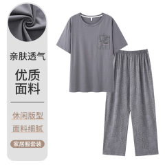 綿100%の男性用パジャマ、夏用の薄手の半袖ズボン、高級スーツ、屋外で着用できる男性用の綿のホーム服