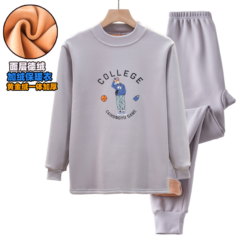Ropa interior térmica para niños cubierta forrada de vellón engrosada medianos y grandes niños de terciopelo ropa interior térmica ropa de otoño para niñas pantalones largos más tamaño