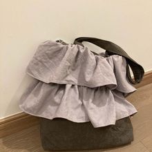 可盐可甜单肩包包撞色荷叶边花苞包韩系可爱风大容量托特包包女