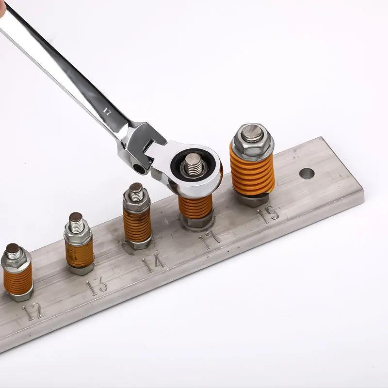 Llave de trinquete de doble propósito de cabeza viva genuina Llave de apertura de sacudida de grado industrial Llave torx Llave rápida de cabeza móvil