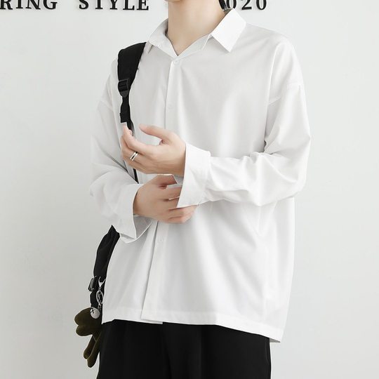 Summer Men's Shirt Men's Non-ironing Black Jacket Thin High-grade Draped Long-sleeved Fashionable Casual Shirt Men's Fashionable