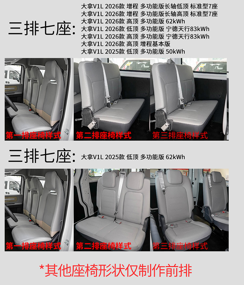 23-26 Models Saic Maxus Dana V1L Special Seat Covers Suitable for All Seasons, 3-Seat Covers, V1 Full-Cover Car Seat Cushions