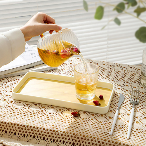 Japanese saucer household tray rectangular cup holder imitation wood grain plate barbecue plate fruit plate living room candy plate