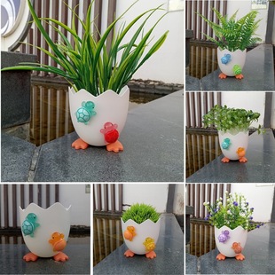 Easter Artificial Eggshell Double Turtle Flower Pot Suitable for Growing Succulent Green Plants Office Outdoor Mini Flower Pot