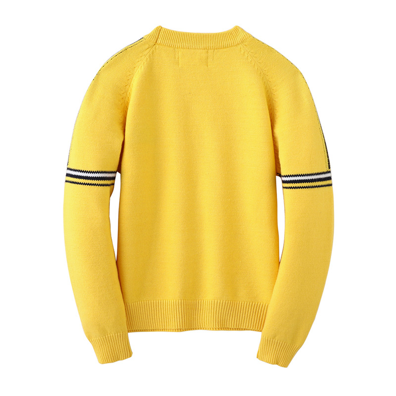 Ropa para niños primavera y otoño europeo y americano contraste color suéter de los niños suéter medio y grande niños que tocan Fondo suéter entrega de una sola pieza