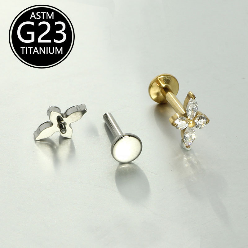 Pointed titanium steel lip stud product view