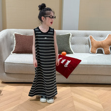 童裙2025夏款女宝宝韩版无袖背心裙儿童圆领条纹休闲连衣裙末小蒙