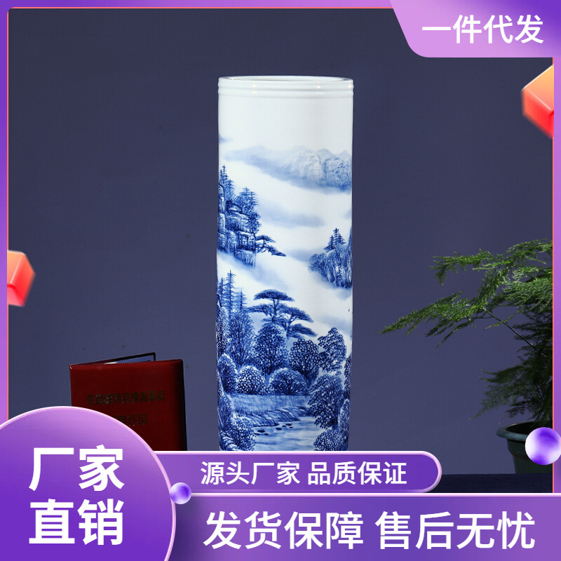 景德镇陶瓷器家居装饰品花瓶摆件客厅插花字画缸帽筒书画筒卷轴缸
