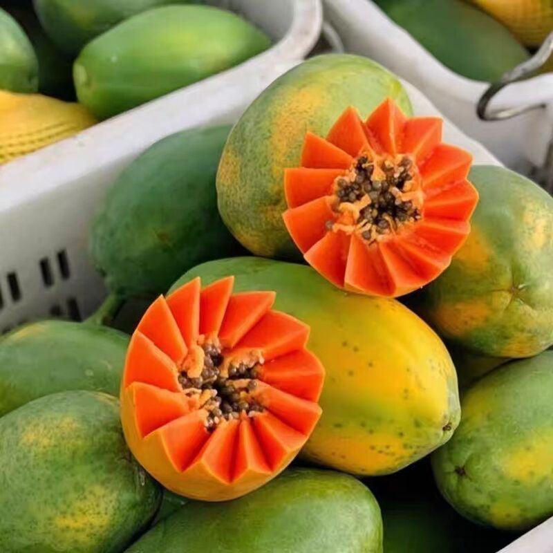 Guangxi Rock Sugar Red Heart Papaya Tropical Fruit from Old Trees, Free Shipping, Sweet and Juicy, Red Flesh, Naturally Ripe, Tree-Ripened