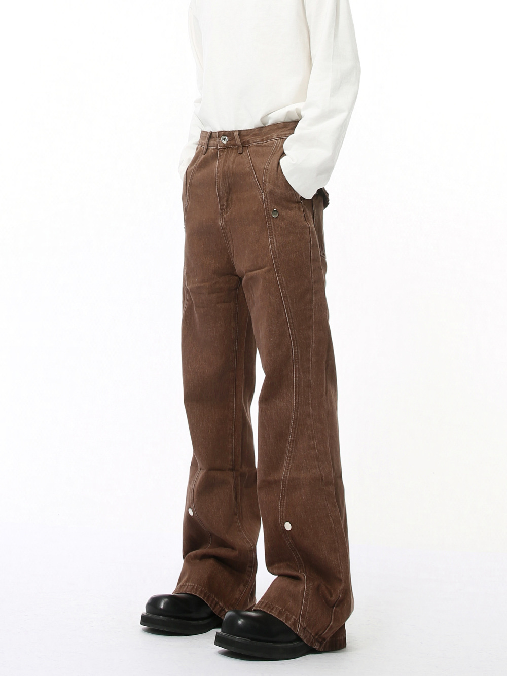 MTLCLOTHES Hombres| Nuevos productos de cuatro estaciones de alta calle vibe empalme retro micro lavar jeans casuales