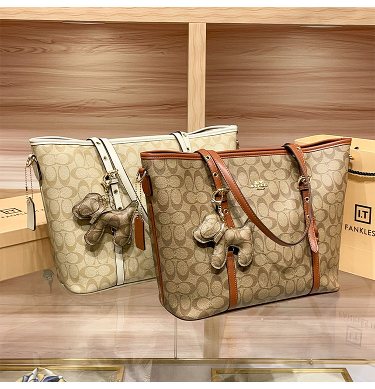 Túi tote da thật nữ đáy rộng phong cách Hồng Kông — nâu chi tiết 6