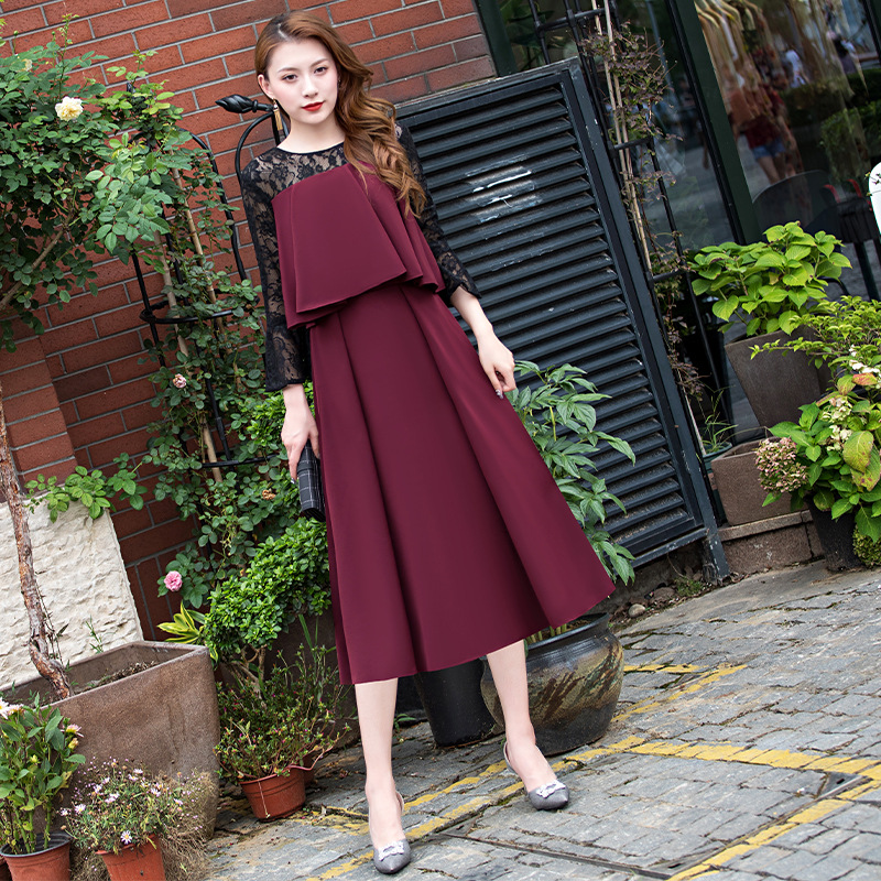 Vestido de Noche Elegante de Longitud Media, Estilo Nuevo de Invierno 2026, Venta al Por Mayor del Fabricante, Vestido Entallado de Longitud Media para Eventos Sociales