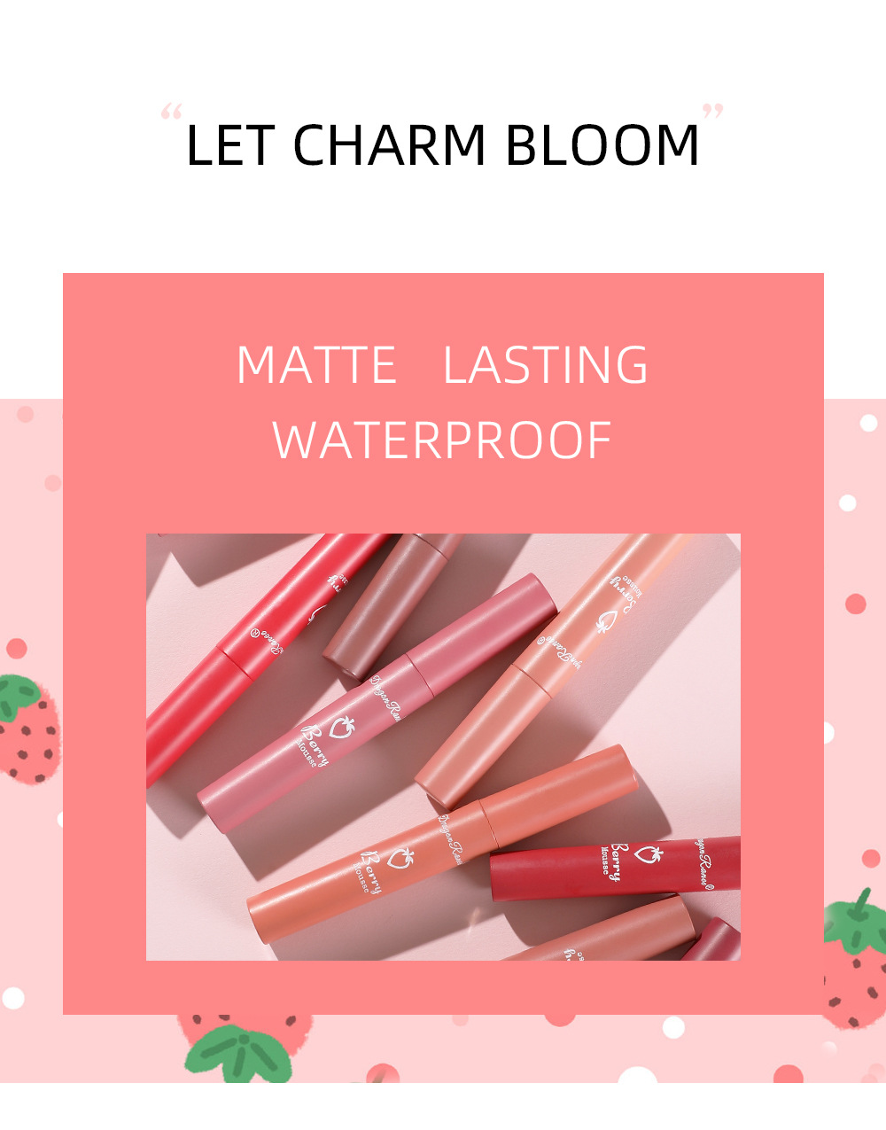 Plastic Material Lipstick Letter Strawberry Plastic Lip Glaze