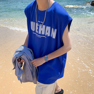 Vest Men's Fashionable Summer Loose Sleeveless T-shirt Fashionable ins Casual Men's Waistcoat Fashionable Brand Top Clothes Vest