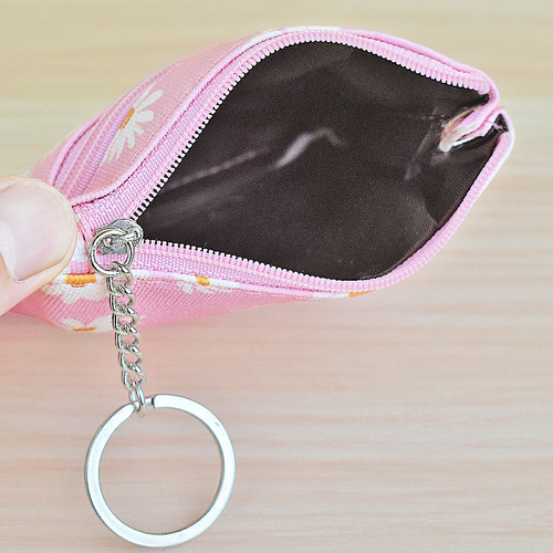 Keychain purse women's bag stylish printed coin purse fresh and simple versatile slim wallet casual mini card holder