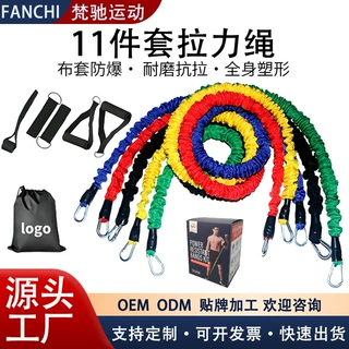 11件套拉力器多功能TPE拉力绳一字拉力带健身训练器材弹力绳带