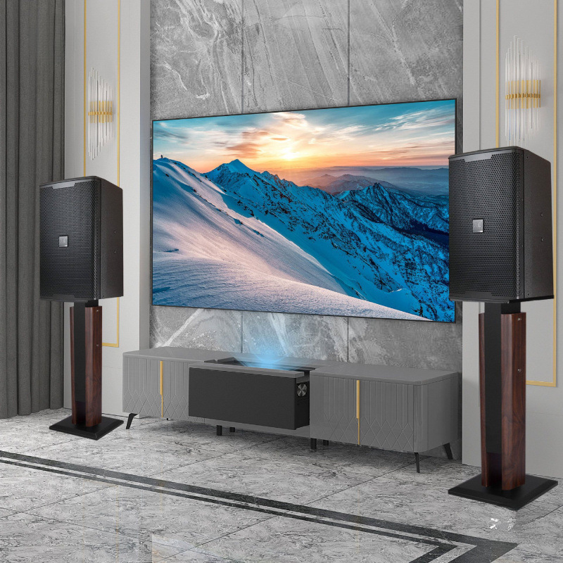12inch Speaker stand with adjustable height, surround sound stand, bookshelf speaker floor stand, wooden mobile rack