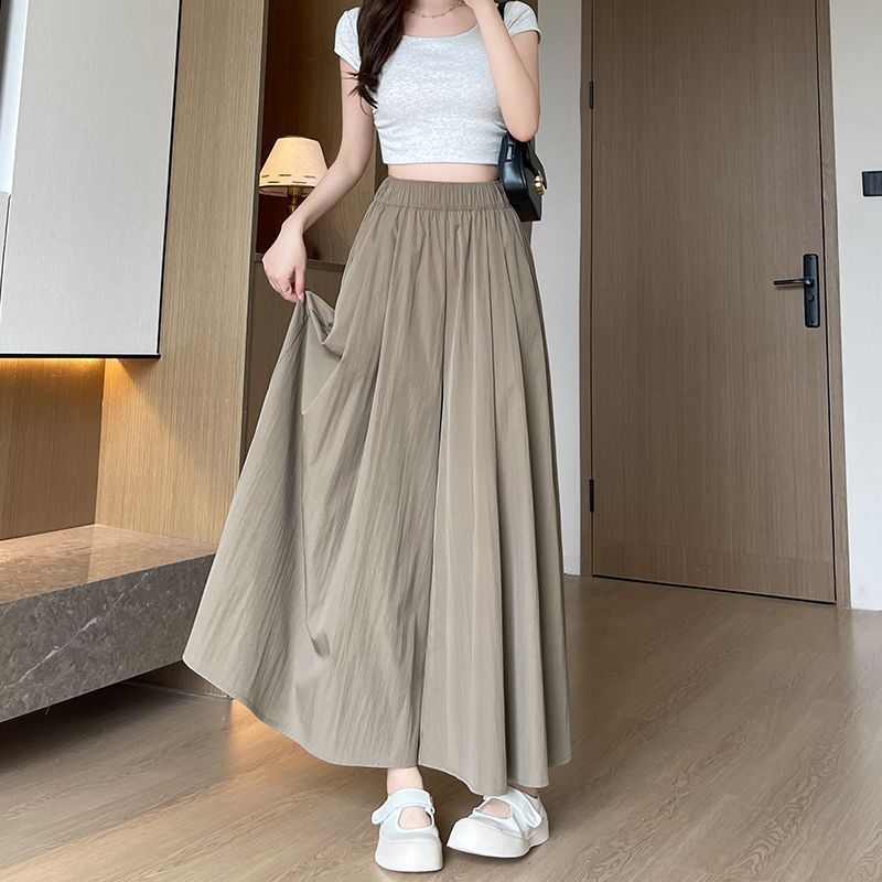 山本裙裤女夏季2025新款高腰显瘦a字半身裙休闲小个子冰丝阔腿裤|undefined