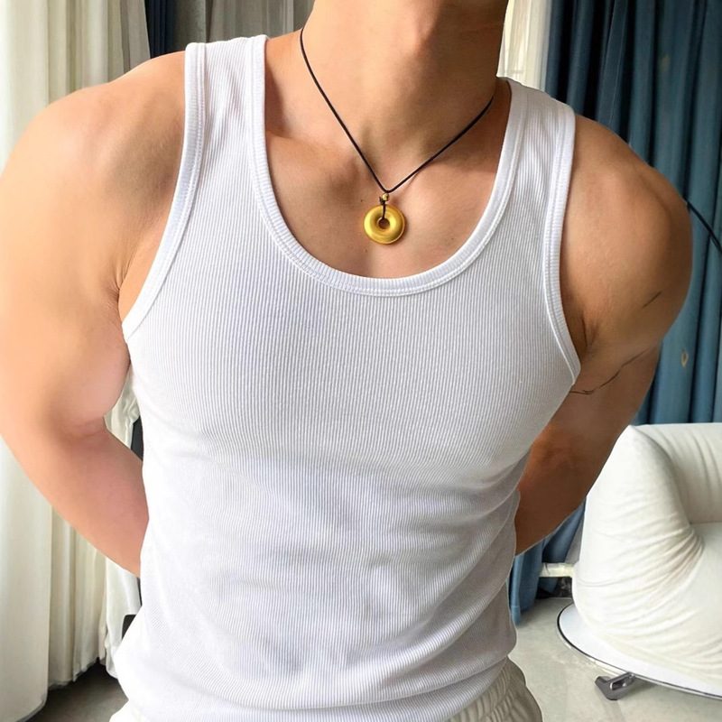 Summer Sleeveless I-Shed Vest Sports Running Men's Fitness Clothes Training Striped Base Vest Elastic
