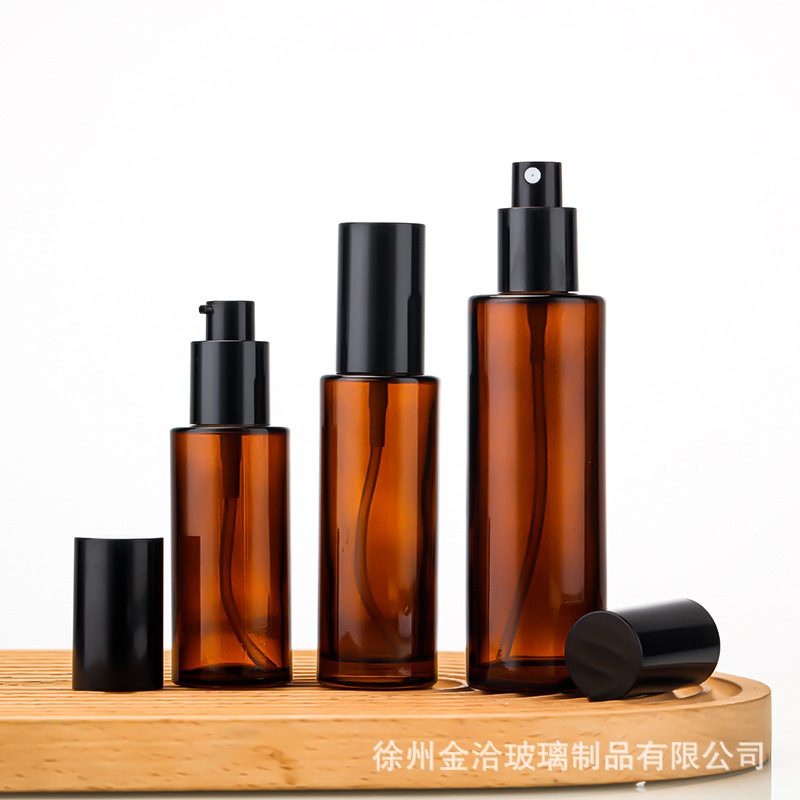 茶色の遮光ローションボトル 30ml50ml100ml 茶色のプレスエッセンスボトルトナースプレーボトル|undefined
