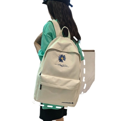  New Student Backpack Korean Style Daisy Double Shoulder Bag Versatile Large Capacity Korean Travel Backpack Night Market Supply