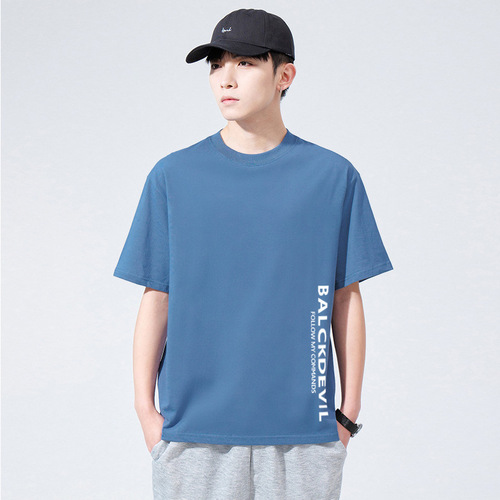 2024 New Print Short Sleeve T-shirt Men Korean Style Base Shirt Fashion Loose Summer Men's Top Trendy Cross-border