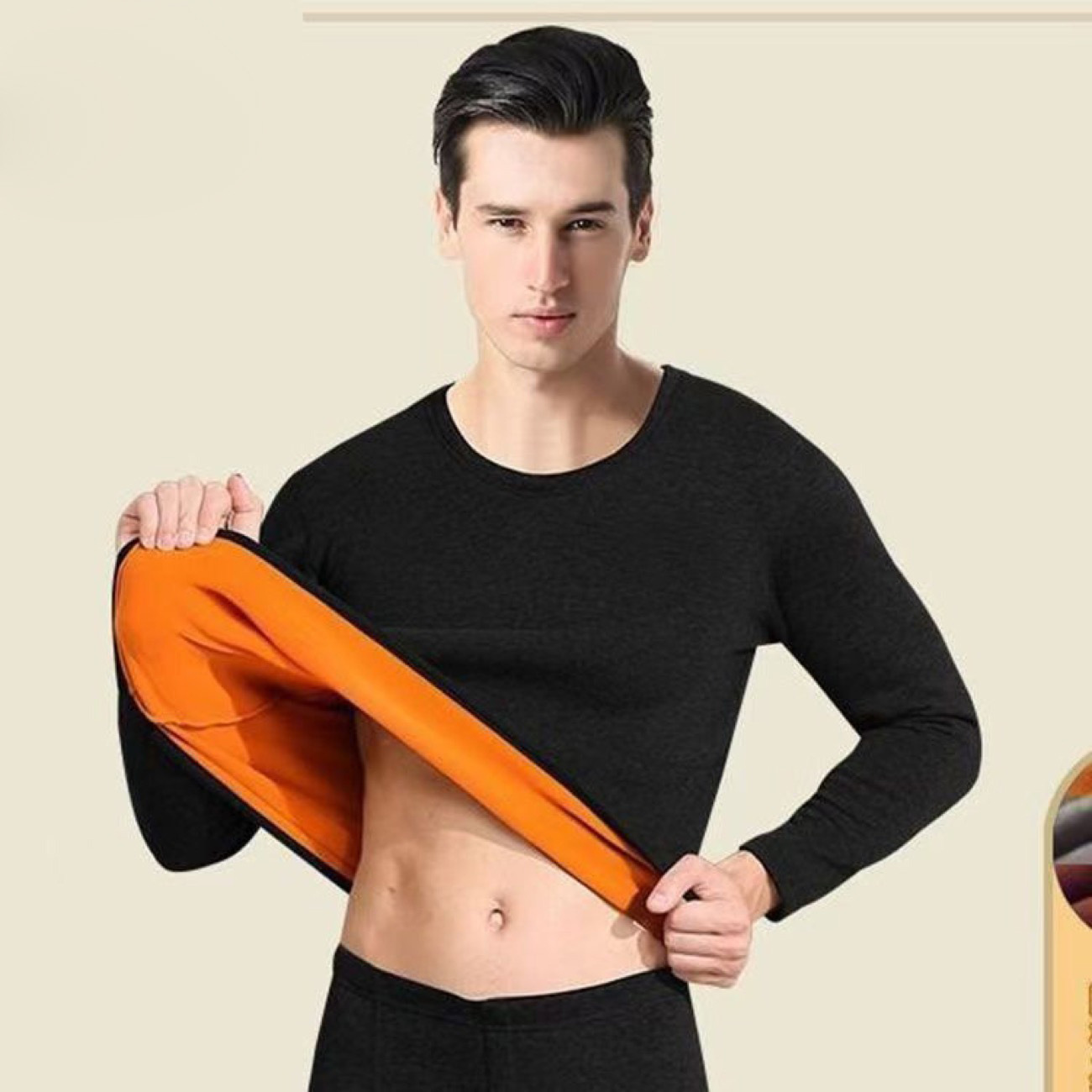winter thick heating thermal underwear men‘s fleece thermal underwear middle-aged and elderly thermal underwear set cold-proof inner wear