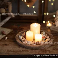Новый деревянный ретро-поднос для ванной комнаты круглой формы Huaheng, подставка для ароматерапевтических свечей