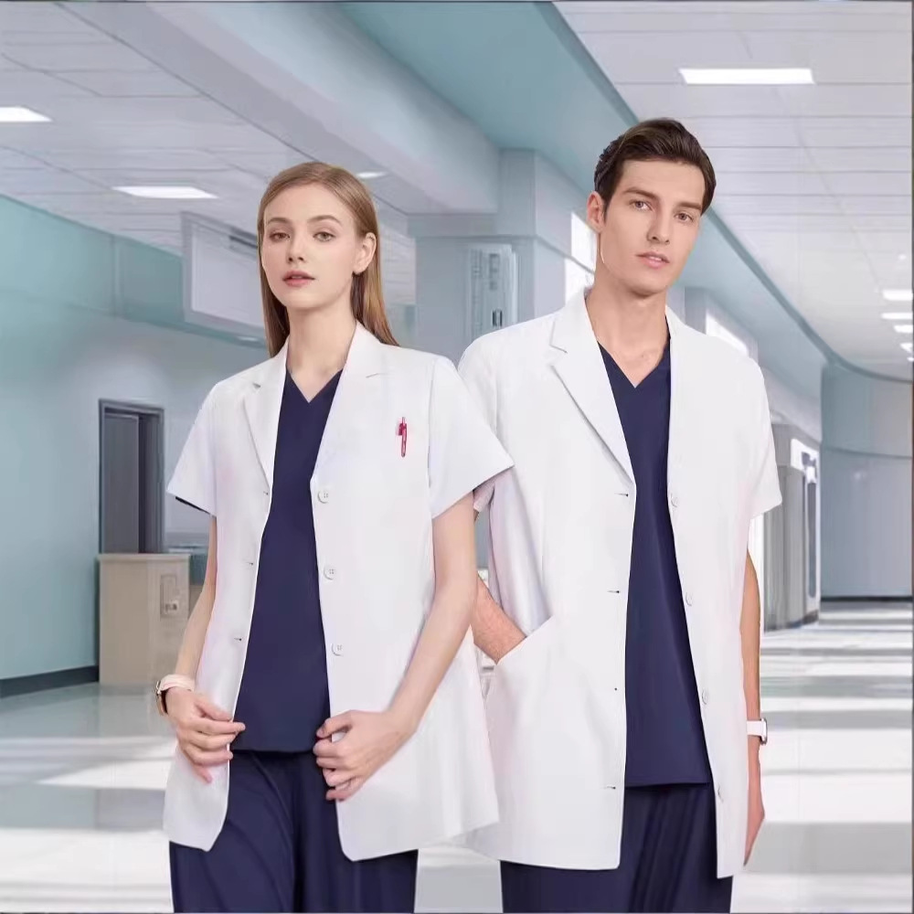 High-End Doctor's White Coats, Long and Short Sleeve Work Uniforms for Men and Women